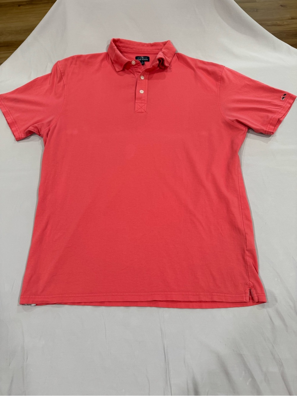 Fish Hippie Men's Coral Polo Shirt Size L Fish Hippie Logo on Front Bottom Side